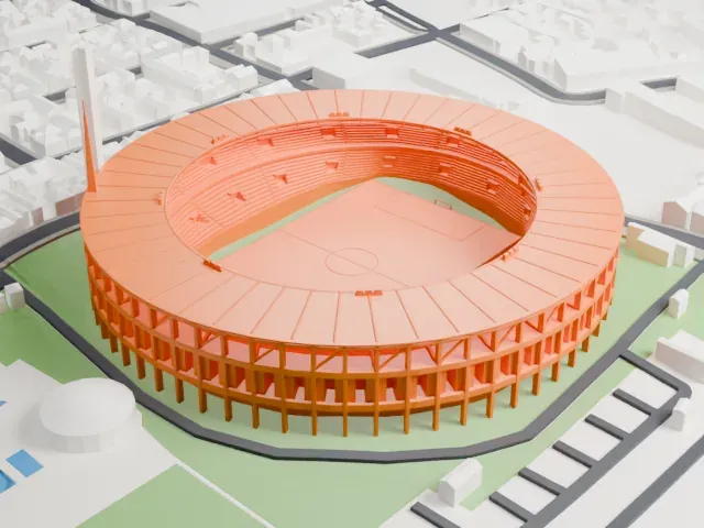 El Cilindro model, South view