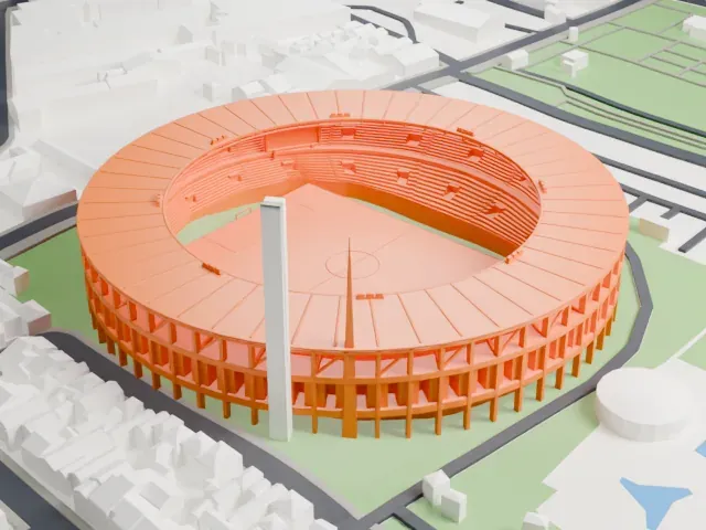 El Cilindro model, West view