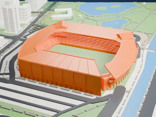 El Molinón model, East view