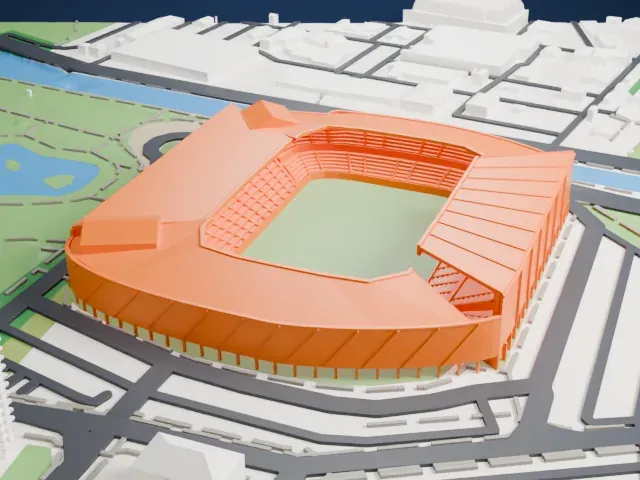 El Molinón model, South view