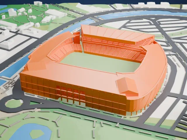 El Molinón model, West view