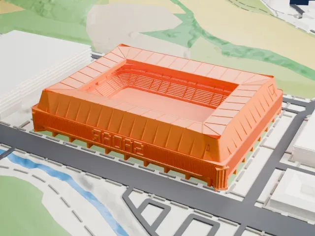 El Sadar Stadium model, North view