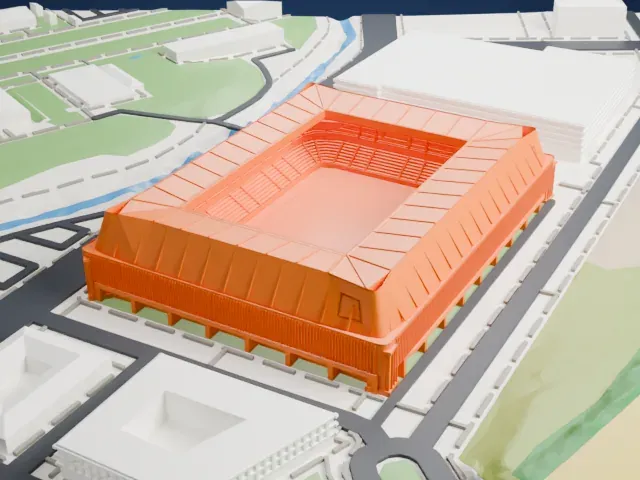 El Sadar Stadium model, West view
