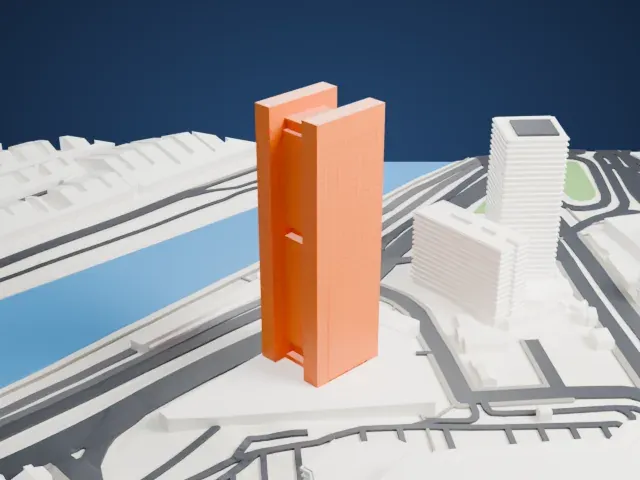 Eldorado Business Tower model, East view