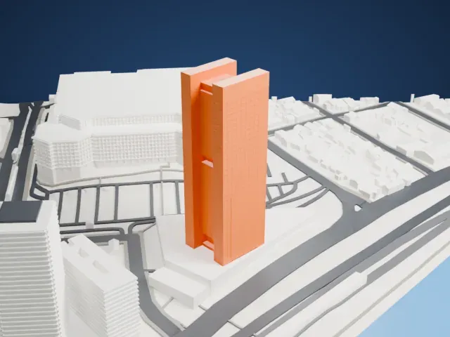 Eldorado Business Tower model, West view