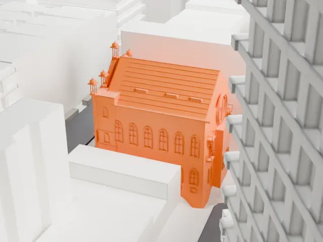 Eldridge Street Synagogue model, South view