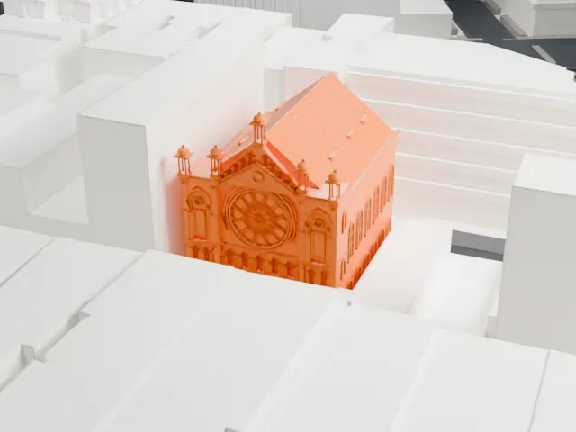 Eldridge Street Synagogue model, West view