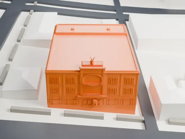 Elks Theatre model, North view