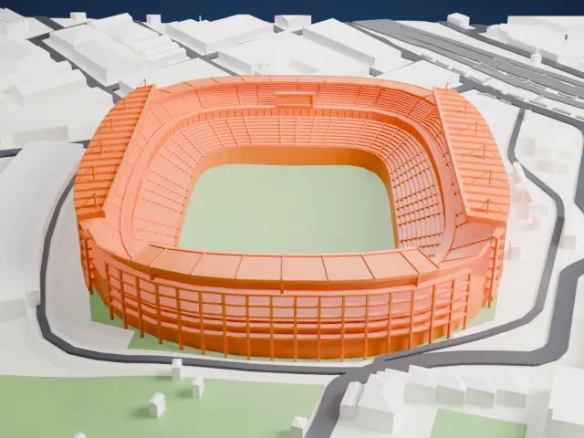 Ellis Park Stadium model, North view