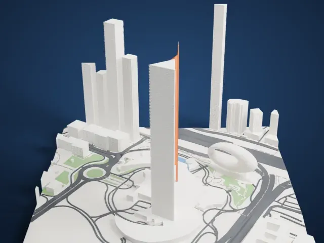 Emirates Office Tower model, East view