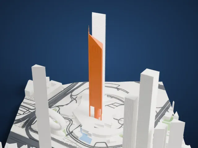 Emirates Office Tower model, West view