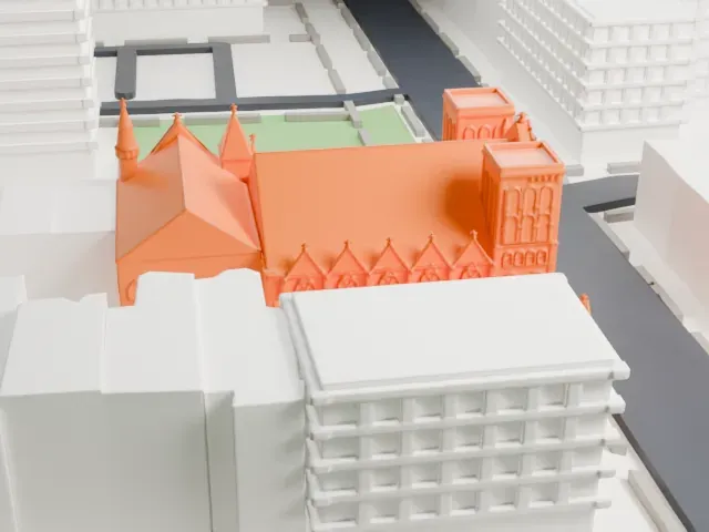 Emmanuel Baptist Church, Brooklyn model, West view