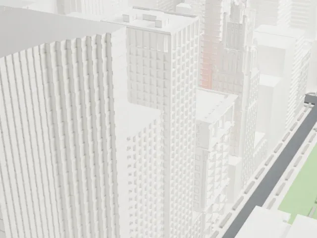 Engineering Societies' Building model, East view