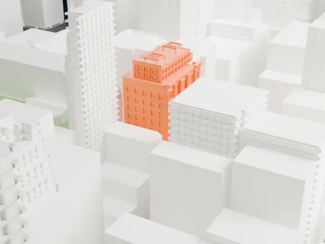 Engineering Societies' Building model, West view
