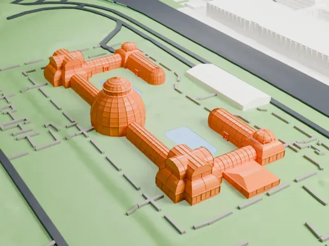 Enid A. Haupt Conservatory model, North view
