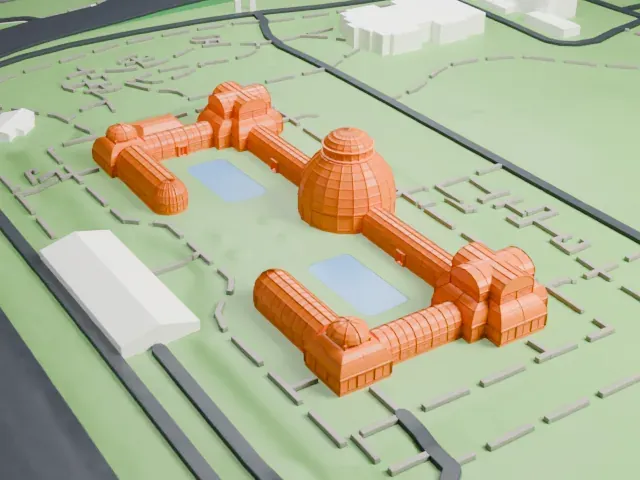Enid A. Haupt Conservatory model, South view
