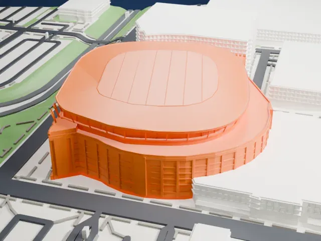 Enterprise Center model, East view