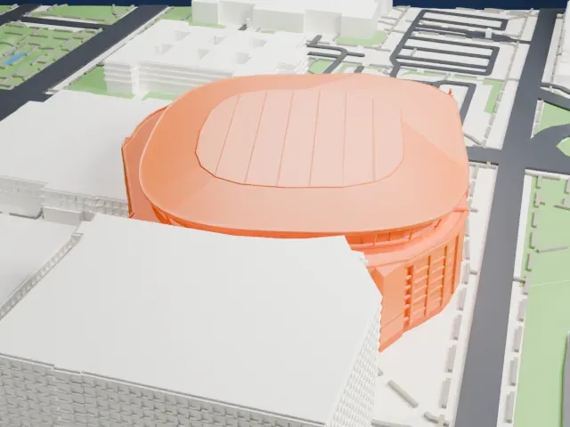 Enterprise Center model, West view