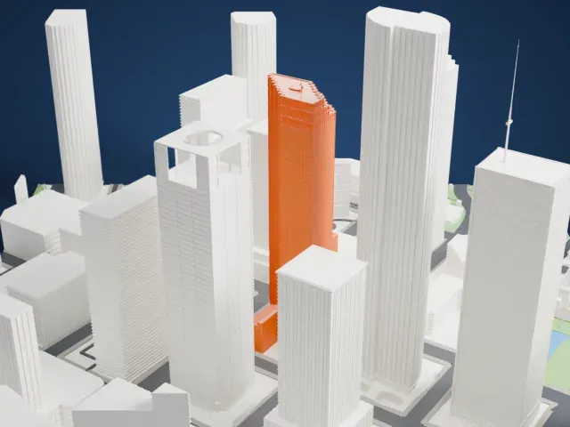 Enterprise Plaza model, East view