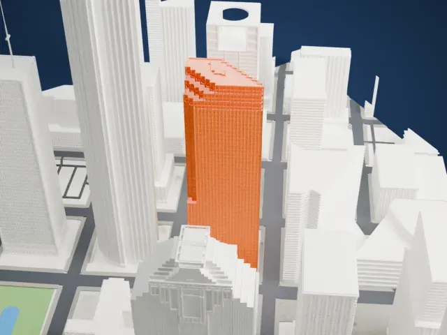 Enterprise Plaza model, West view