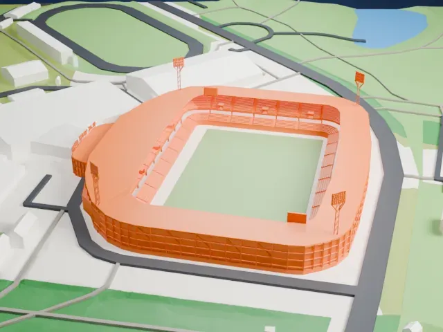Esbjerg Stadium model, South view