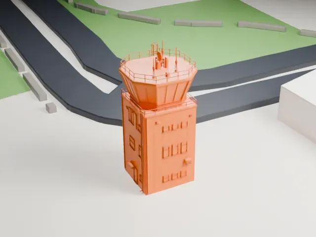 Essendon Airport Control Tower model, East view