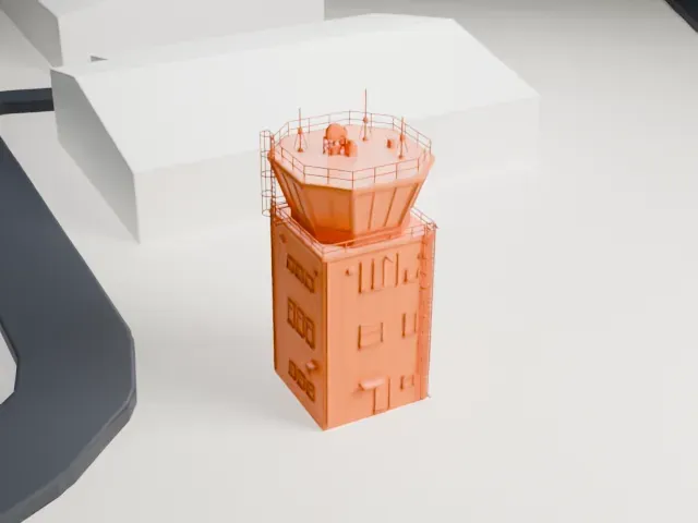 Essendon Airport Control Tower model, South view