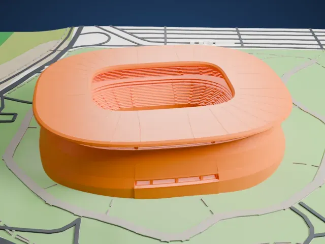 Estadio Akron model, East view