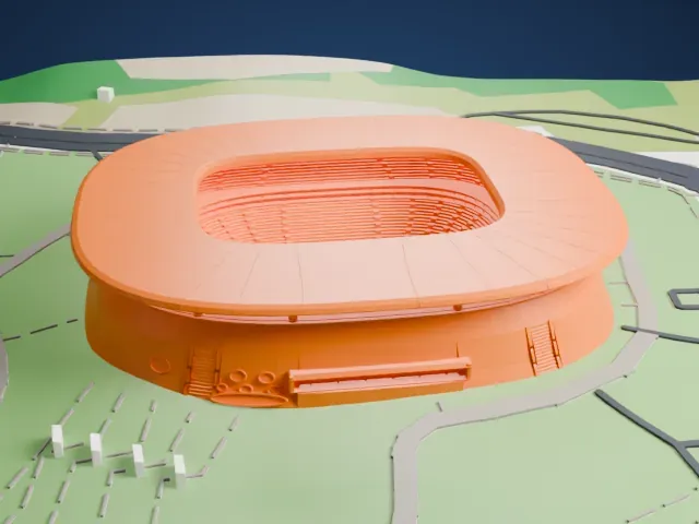 Estadio Akron model, West view