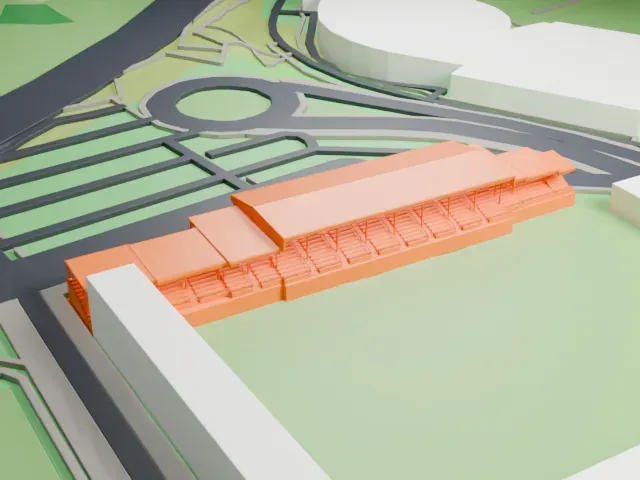Estadio Anxo Carro model, West view