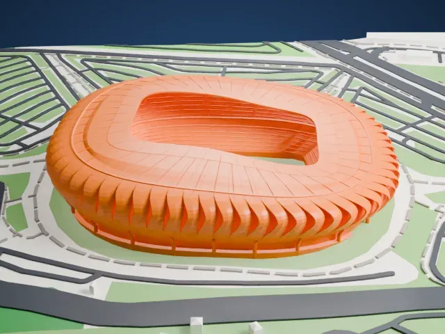 Estadio BBVA model, West view