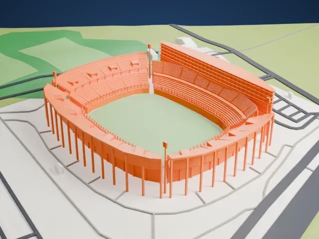 Estadio Campeón del Siglo model, East view