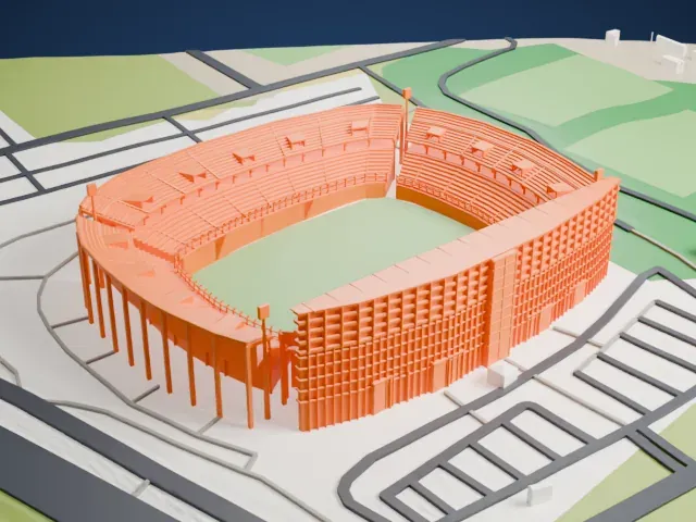 Estadio Campeón del Siglo model, North view