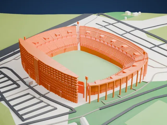 Estadio Campeón del Siglo model, West view
