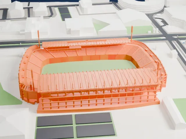 Estadio Carlos Belmonte model, East view