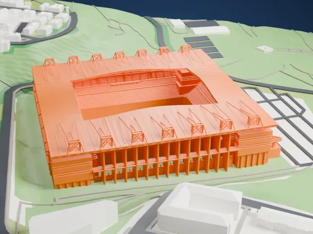 Estadio Carlos Tartiere model, East view