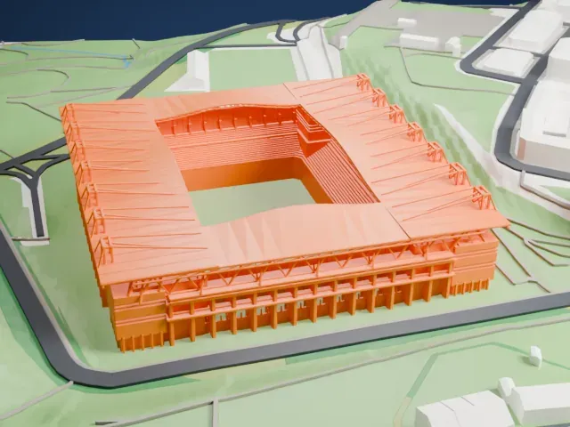 Estadio Carlos Tartiere model, South view