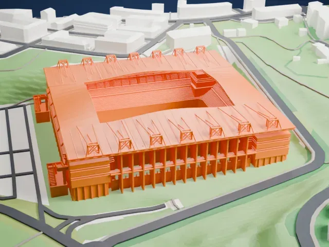 Estadio Carlos Tartiere model, West view