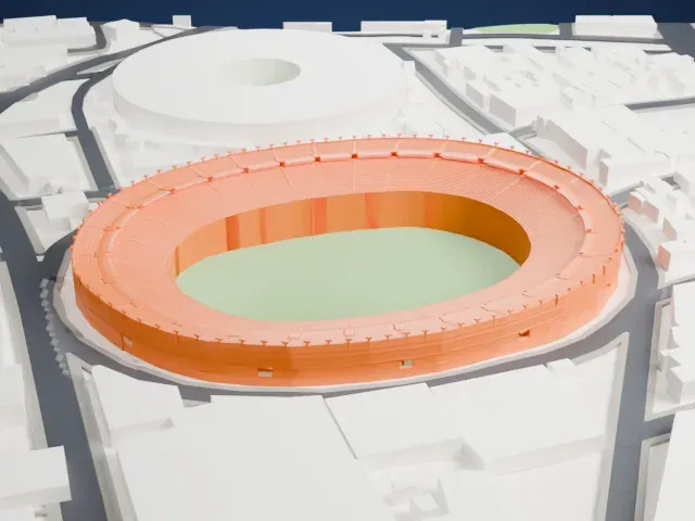 Estadio Ciudad de los Deportes model, East view