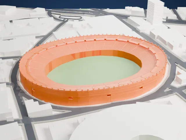 Estadio Ciudad de los Deportes model, West view
