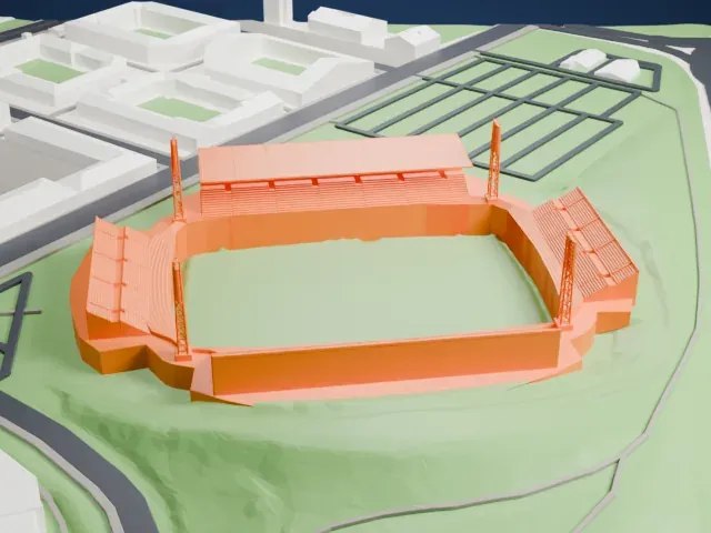 Estadio Coliseum model, East view