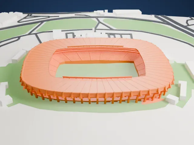 Estadio Corregidora model, East view