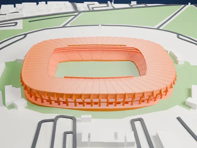 Estadio Corregidora model, West view