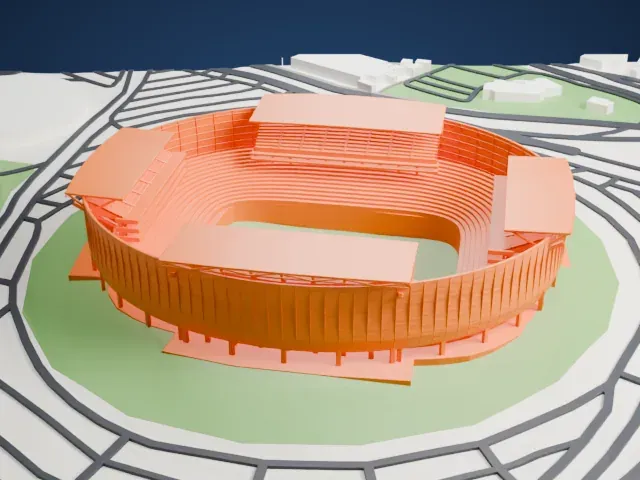 Estadio Cuauhtémoc model, East view