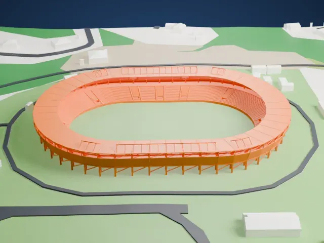Estadio de Bata model, East view