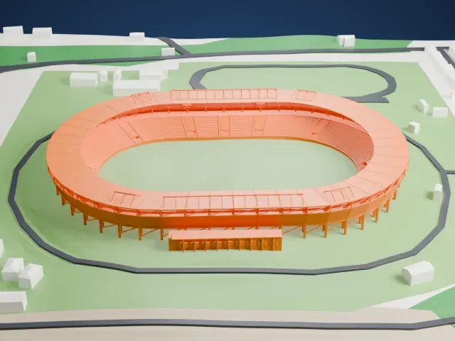 Estadio de Bata model, West view