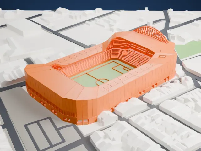 Estadio de la Cerámica model, South view