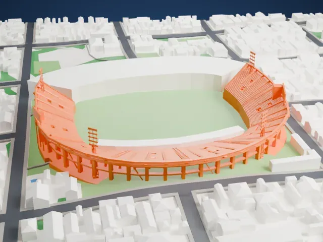 Estadio Defensores del Chaco model, East view