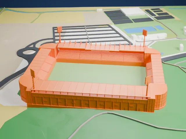 Estadio El Alcoraz model, East view