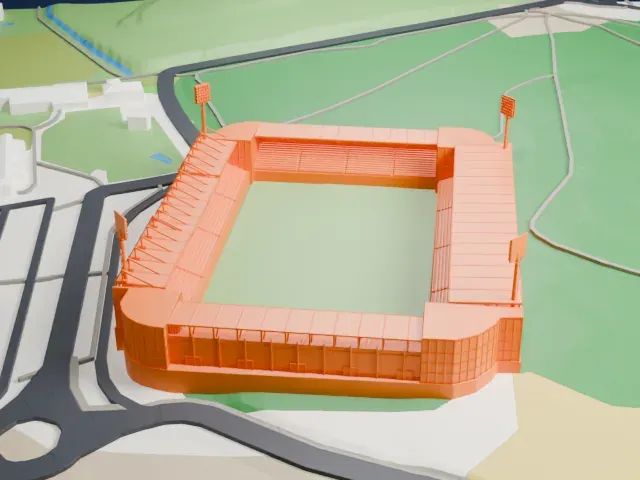 Estadio El Alcoraz model, South view